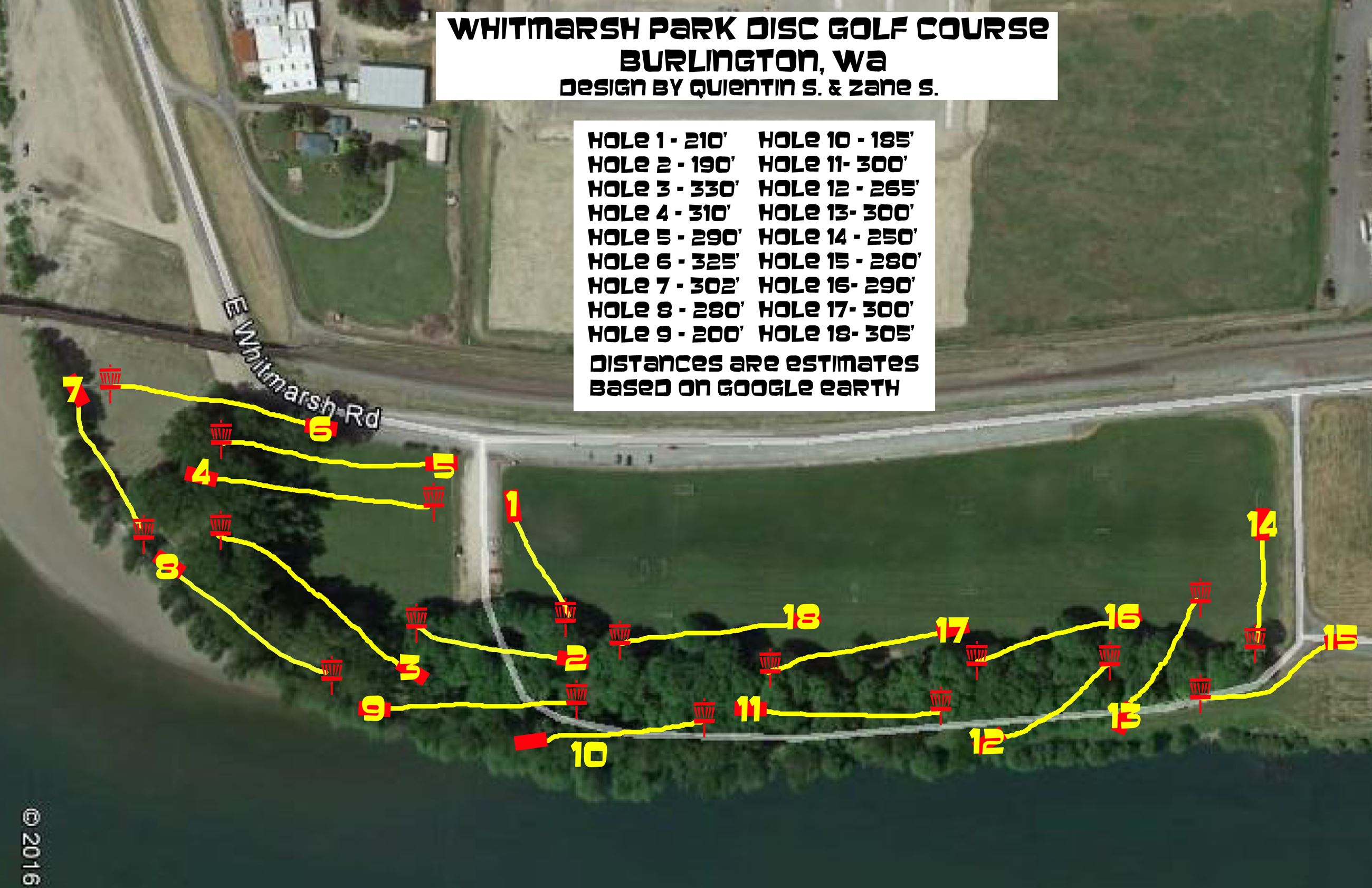 Skagit River Park Whitmarsh Disc Golf Course Diagram