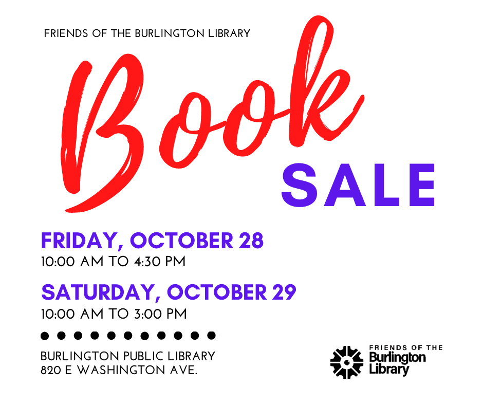 Book Sale October 28th and 29th